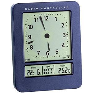 TFA Radiosveglia Dostmann 60.2530.10 Digital con Il Tempo la Radio ad Alta precisione, Doppio Allarme e visualizzazione della Temperatura (Blu)
