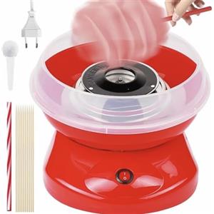 Generico Macchina per Zucchero Filato con Misurino e Bastoncini, Ideale per Feste ed Eventi, Rosso, DIY Cotton Candy Maker