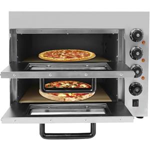 DOPBENT Forno elettrico per pizza, 3000 W, 220 V, 2 livelli, per esterni, con 1 paio di guanti, controllo della temperatura da 50 a 350 °C, timer, acciaio inox