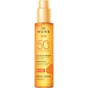Nuxe Sun Olio Solare Abbronzante SPF50 Viso e Corpo 150ml - Alta Protezione Anti-Età e Anti-Macchie