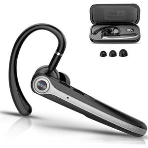Atheewon Auricolare Bluetooth Singolo con CVC8.0 e ENC Doppio Microfono V5.4 Auricolari Bluetooth con 25 Ore Di conversazione, 180 Ore di Standby, Cuffie con Gancio Girevole per Guida/Lavoro/Ufficio, Nero