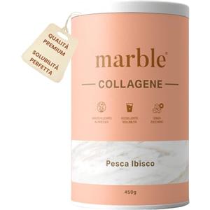marble® Collagene in polvere 450 g - Collagene peptide per la luminosità della pelle - Complesso di aminoacidi ad alto dosaggio - Pesca Ibiscus