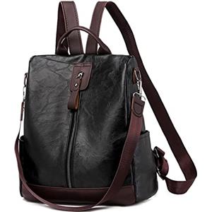 JSNOM Zaino Donna Pelle Casual Antifurto: Borsa Zainetto Donna Piccola Elegante Impermeabile Daypack per Universitá Scuola Shopping Lavoro (Nero)