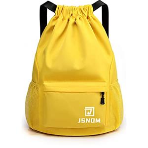 JSNOM Sacca Sportiva Palestra Mare: Zaino Casual Spiaggia Impermeabile per Viaggio Yoga Escursionismo Nuoto Allenamento Scuola con Coulisse per Uomo Donna (Giallo)