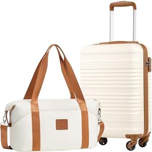 COOLIFE Ryanair Trolley Bagaglio a Mano 55×35×20 e Borsone da Viaggio 20L(40x25x20cm) Set di Valigie, Valigia Bagaglio a Mano, Chiusura a Combinazione Laterale con TSA