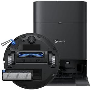 ECOVACS DEEBOT T80S OMNI Robot Aspirapolvere Lavapavimenti, 24800 Pa, OZMO ROLLER 2.0, ZeroTangle 3.0, Triple Lift, Lavaggio Mocio con Acqua Calda a 40-75 °C, Asciugatura ad Aria Calda, Nero