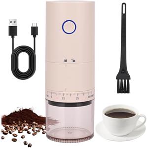 Zoelele Macinacaffè Elettrico, Coffee Grinder Portatile con 38 Impostazioni Regolabili, Macina Caffè Granulometria Regolabile per semi e spezie, Adatto per Casa, Ufficio, Viaggi e Campeggio (Bianco)