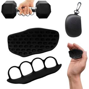 THQAE Guanti Palestra Antiscivolo in Silicone per Sollevamento Pesi e, Paracalli Professionali per Trazioni alla Sbarra e Bodybuilding, Protezione Palmo Ergonomica a 4 Fori, 1 Coppia, Nero