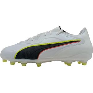 PUMA Scarpe da Calcio Unisex King 20 PRO FG/AG, Colore Bianco-Rosso Acceso-Giallo, Taglia 40, Puma Bianco Incandescente Rosso Giallo Alert, 44 EU