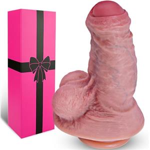 hainuo Fallo Realistico Non Circonciso 20,5 cm in Silicone Spesso Corto Gigante, Dildo Grande con Ventosa Potente Anale G-Spot Diametro 6 cm Prepuzio Stimolazione Morbido, Sex Toys per Donna & Uomo