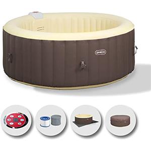 EASE.ZONE Vasca Idromassaggio Gonfiabile Riscaldata, 800 Litri, Marrone/Crema, 180x180x65 cm