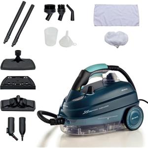 Ariete 4146 XVapor Deluxe, Pulitore a Vapore Mobile, 5 bar, Vano Portaccessori Integrato, Autonomia fino a 55', Cavo 6 m, 1500W, Blu