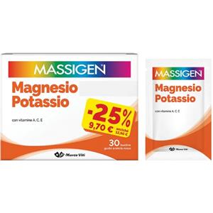 Marco Viti Massigen Magnesio e Potassio - 30 Bustine Gusto Arancia con Vitamine A, C ed E