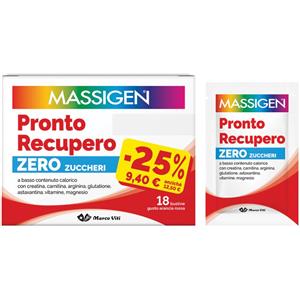 Massigen Pronto Recupero Zero Zuccheri - Integratore Energetico 18 Bustine Gusto Arancia Rossa