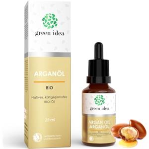 Green idea - Olio di Argan BIOLOGICO Vegan | Olio viso antirughe |spremuto a freddo per viso e capelli | Bottiglia di vetro | NaTrue 25 ml