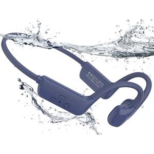 MONODEAL Cuffie Subacquee per Piscina IP68 Impermeabile Cuffie Conduzione Ossea Bluetooth 5.4 Auricolari MP3 Subacqueo 8G Cuffie Sport per Nuoto, Corsa - Blu