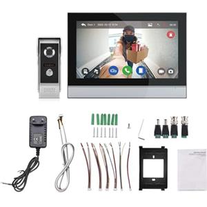 Swokely Videocitofono wireless 1080P con monitor TY WiFi da 10 pollici grande touchscreen Kit videocitofono con telecamera Sistema interfono bidirezionale Funzione cornice elettronica digitale 8