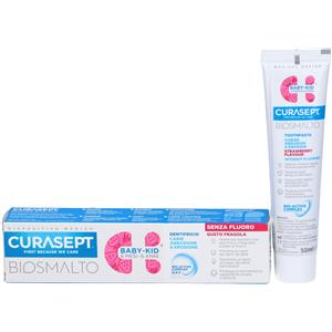 Curasept Biosmalto Dentifricio Fragola Senza Fluoro 50ml - Ideale per Bambini dai 6 Mesi ai 6 Anni