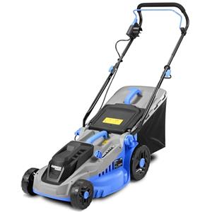 KANWOD RELY ON QUALITY KANWOD Tagliaerba Elettrico, 1600 W, Larghezza di Taglio 38 cm, Cesto Raccoglierba 42 L, Regolazione Altezza Taglio 5 Livelli 30-75 cm, Tosaerba per superfici fino 1000 m², 3400 giri/min, Grigio/Blu