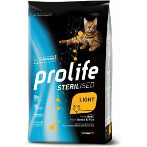 Prolife Sterilised Light Adulto - Cibo per Gatti con Manzo Fresco, Oca Fresca e Riso - 400g