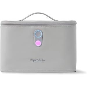 Nuby RapidSterilise sterilizzatore UV per biberon e accessori bebé, portatile ricaricabile elettrico - ciclo rapido 3 minuti, elimina il 99,9% dei germi - compatto per casa e viaggio, grigio