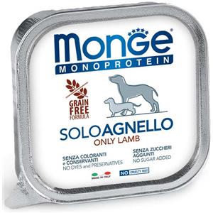 Monge Monoproteico Paté Umido per Cani Adulti Solo Agnello 150 g - Superpremium e 100% Italiano