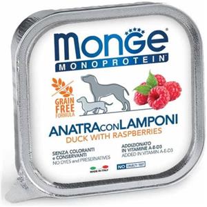 MONGE MONOPROTEICO FRUTTA ANATRA E LAMPONI 150GR Prezzo x 6 unità