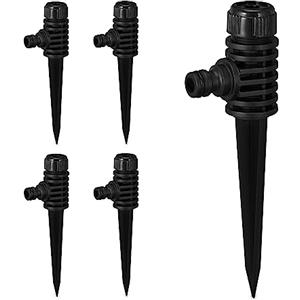 Relaxdays Set da 5 Irrigatori per Prati, Giardino, Gitatta 6 m, con Spuntone per Il Fissaggio, in Plastica, Nero