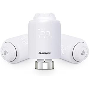 SALCAR Set da 3 Valvole Termostatiche WIFI Termostato si Connettono Direttamente Compatibili con Amazon Alexa & Google Assistant Programmabili Tuya Smart Termostato Nessun Gateway Richiesto