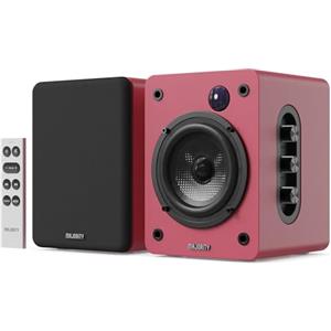 Majority D50X altoparlanti | casse attive amplificate coppia 2.0 da 60W per PC | Hi-Fi con HDMI ARC e AUX | casse acustiche da scaffale Bluetooth 5.3 | Monitor Studio in fibra di carbonio (rosso)