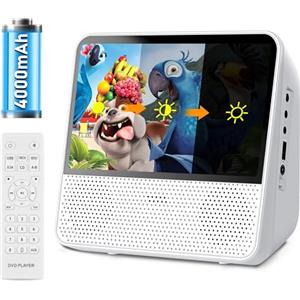 GAONAWAY Lettore DVD Portatile con Schermo da 7 con BatteriaRicaricabile da 4000mAh Integrata, DVD Portatile Supporto Bluetooth/USB/AV/AUX/Riprendi Riproduzione,Luminosità Regolabile, Senza Limiti Region
