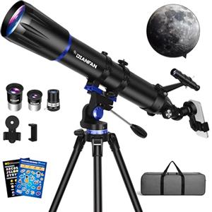 Dianfan Telescopio, 90mm Apertura 800mm Telescopio Astronomico Professionale per Adulti, Telescopi Portatile per Bambini e Principianti, Ottica Multistrato, con Treppiede, Adattatore, Borsa e Adesivi