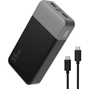 JUOVI Power Bank 20000mAh Caricatore Portatile, 35W Ricarica Rapida Batteria Esterna PD 3.0 QC 4.0 con Display LED, Batteria da Viaggio con 2 porte USB C e 2 porte USB A per iPhone serie 16/15/14
