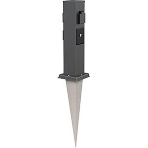 ledscom.de Polly presa da giardino a colonna con picchetto a terra per esterni, IP44, 3 vie, Smart Home, antracite, quadrata, 38cm