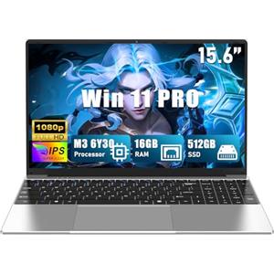 CHIFUYOU PC portatile 16 GB RAM 512 GB SSD 15,6 pollici M3-6Y30 (da 0,9 a 2,2 GHz), Computer portatile 2026, FHD 1920 x 1080P, 5000 mAh/38,5 WH, scheda TF, webcam, touchpad, studente/professionista