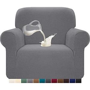 Granbest Copridivano elasticizzato, impermeabile, 1 pezzo, in spandex, jacquard, con gommapiuma antiscivolo (1 posto, grigio chiaro)