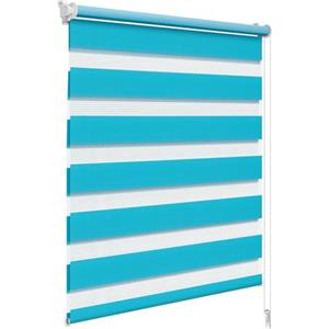 WOLTU Tenda a Rullo per interni Doppio Strato Giorno e Notte, Fissaggio a Morsetto Senza Foratura 60l x 150A cm Turchese, Tenda Traslucida e Oscurante per Finestra o Porta