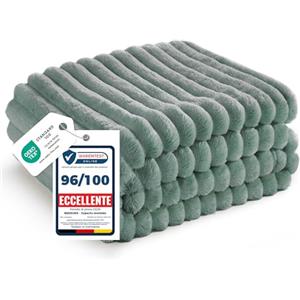 Bedsure Coperta Pile Divano Letto - Coperta Morbida Calda a Coste, Plaid Spessa per Soggiorno e Camera, Coperta Pile Matrimoniale Invernale, Copridivano, XL 150x200 cm, Verde