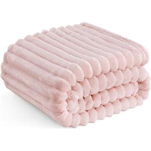 Bedsure Coperta Pile Divano Letto - Coperta Morbida Calda a Coste, Plaid Spessa per Soggiorno e Camera, Coperta Pile Invernale, Copridivano, XL 150x200 cm, Rosa Cristallo