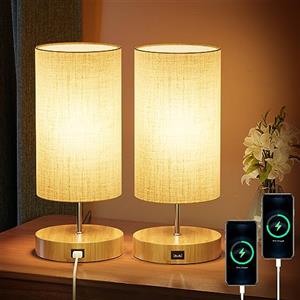 FANSANMY Lampada da Comodino, Abat jour da Comodino Touch Dimmerabile con Funzione di Memoria, Porta USB, 3 Temperature di Colore e Luminosità Infinita, Adatta per Camera da Letto, Soggiorno, Ufficio