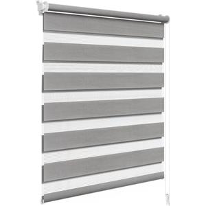 WOLTU Tenda a Rullo per interni Doppio Strato Giorno e Notte, Fissaggio a Morsetto Senza Foratura 70l x 150A cm Legno Grigio, Tenda Traslucida e Oscurante per Finestra o Porta