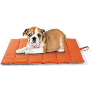 UNIKOME Cuccia Cane Grande per Interno e Esterno, Cuscino Cane Impermeabile, Facile da Lavare, Pieghevole, Resistente Materassino Cani/Gatto/Pet per Auto, Pavimento, Cassa (Arancione+Grigio, 76x48cm)