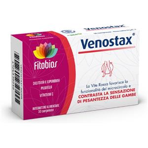 FITOBIOS Venostax - Integratore per la Salute Vascolare con Vite Rossa, Pilosella e Vitamina C - 30 Compresse