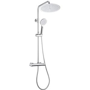Görbach Colonna Doccia con Rubinetto Termostatico in Acciaio Inox 304 Con Miscelatore Fori Muro Regolabili Colonna Doccia idromassaggio Set doccia a Pioggia con Soffione e Doccetta (D30cm)