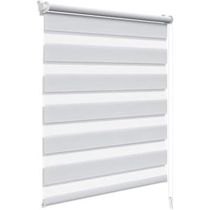 WOLTU Tenda a Rullo per interni Doppio Strato Giorno e Notte, Fissaggio a Morsetto Senza Foratura 55l x 150A cm Grigio, Tenda Traslucida e Oscurante per Finestra o Porta