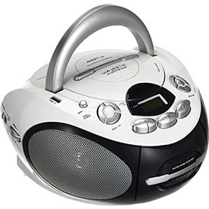 Majestic AH 2387R MP3 USB - Boom Box Portatile con Lettore CD/Mp3, Ingresso USB, Registratore Cassetta, Presa Cuffie, Senza funzione radio, Bianco