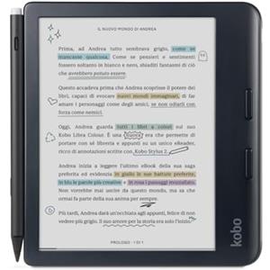 Kobo Libra Colour bundle con Stylus 2 inclusa | eReader | Display antiriflesso a colori E Ink Kaleido™ 3 da 7" | Modalità Scura| I Audiolibri | Impermeabile (Nero)
