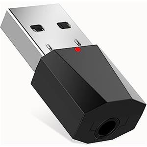 aigolink USB Ricevitore Bluetooth 5.1, Jack Adattatore Bluetooth Audio Wireless per Auto con Cavo AUX da 3,5 mm per Autoradio Altoparlante Amplificatore, Chiamata Vivavoce