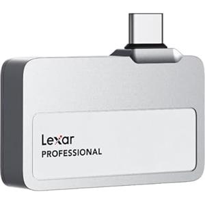 Lexar Professional Go 1TB Portable SSD, Ultracompatto, Supporta Apple ProRes, fino a 1050 MB/s in Lettura, USB 3.2 Gen 2, IP65 Resistente a Polvere e Acqua, per iPhone 15/16 Pro, Argento