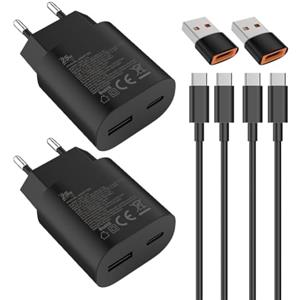 Samneer 25W USB tipo C Caricabatterie veloce 15W USB tipo A Adattatore Per:Samsung Galaxy S25 S24 S23 S22 S21 S20 A56 A55 Veloce Telefono cellulareSpina di ricarica USB C Rapido Alimentator Cavo di ricarica